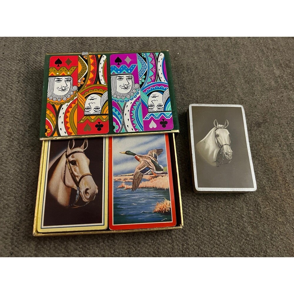 Vintage 1947 Forcolar Pinochle Decks with Bonus Vintage Congress Storage Box